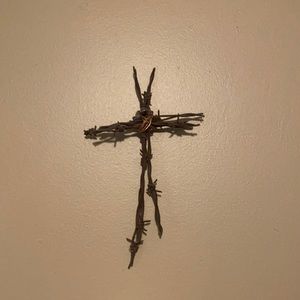 Barbed Wire Wall Art Cross 8” x 10”